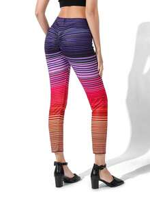 Hàng Mới Về Họa Tiết Da Báo Slim Fit Đẩy Lên Chạy Bộ Thể Dục Yoga Quần Legging Thể Thao - Màu vàng - Xem 2