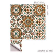 Alwayspon 10Pcs Peel And Stick Vinyl Wall Tile Sticker, Self-Adhesive Waterproof Backsplach Sticker For Kithchen Bathroom Decor, Square PVC Tile Decals Apply On Tiles, Easy To Use Clean And Remove - Garden - View 2