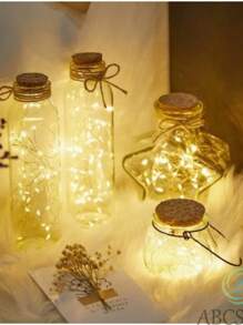 Kit 10 Fio De Led 2 Metros Fada Para Decoração De Natal / Ano Novo / Natal / Casamento De Bateria - Amarelo mostarda - Visão 1