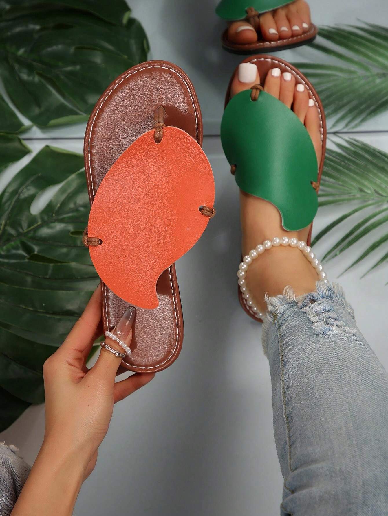 Sandales Plates Pour Femmes A Enfiler Et Bicolores Mango 2024 Ete Antiderapantes Et Adaptees A L exterieur Mode en ligne SHEIN FRANCE