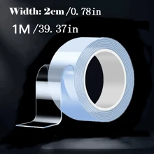 1/4/8 Roll Strong Double Side Stick Transparent Tape Washable Reusable Double-Sided Nano Tape Adhesive No Trace Paste Removable Glue Cleanable Household, 1mm Thickness