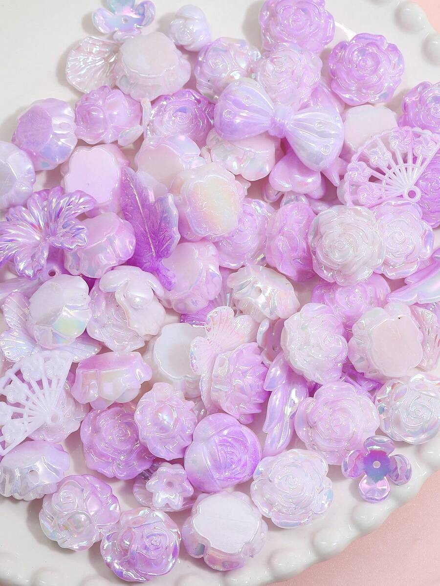 40-500克6-20毫米壓克力漸變夢幻巴洛克奶油色珠子,多款式顏色,鬆散間隔珠子,適用於珠寶製作diy迷人手鍊、鑰匙袋、手機掛件和手工藝用品 - 奶油系 - 查看 1