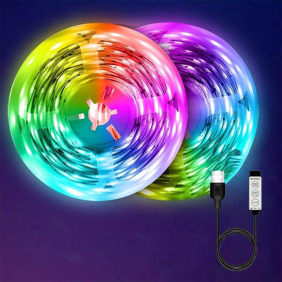 Led Đối với Phòng ngủ , Điều khiển , Phích cắm Và Chơi , Điều chỉnh Màu sắc , Có thể Cắt , Dễ dàng để cài đặt , Thích hợp Đối với Lễ hội Bầu không khí , TV Bối cảnh Và Buổi tiệc Bầu không khí , Nhà  Đồ trang trí , Niềm vui , Trẻ em Trang trí phòng - Nhiều màu - Xem 1