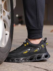 防砸防刺安全鞋 輕便舒適 鋼頭 軟底 工作鞋 - 黑色 - 查看 7