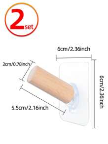 meike 2個無螺絲木製掛勾，自粘貼背衣架，非常適合掛衣服和帽子，不需鑽孔壁掛，無殘留物，可強力承重達4公斤。適用於臥室、廚房、客廳。可黏貼於門牆上，掛衣服和袋子。 - 杏色 - 查看 13