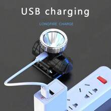 Kensun 1入組強光led頭燈,戶外釣魚頭燈,usb充電頭燈,內置電池,適用於露營跑步燈籠 - 黑色 - 查看 4