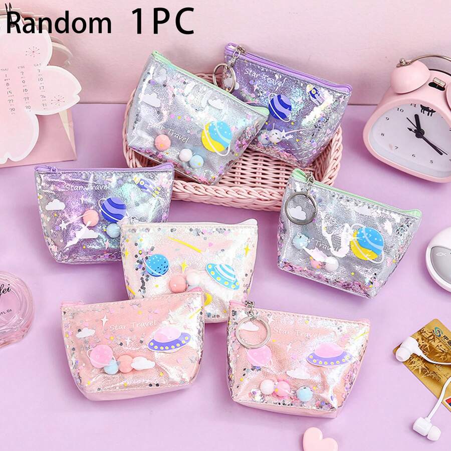 1 Miếng Dễ thương & Tối giản Thời trang Sáng Chất lỏng Ví , Cô gái Bền chặt Không thấm nước Có thể mang đi Ly hợp , Màu sắc tùy ý - Nhiều màu - Xem 1