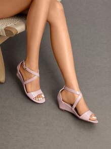 Women Wedge Sandals Adjustable Ankle Strap Open Toe Platform  Low Wedge Work Valentine's Day Wedding Party  Dating Prom Pump Wedge Sandals - 杏色 - 查看 1