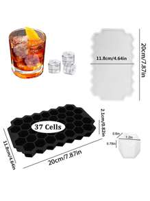 1pc Silicone Ice Cube Mold With Clear Silicone Lid, Creative Honeycomb-Shaped Ice Cube Tray, 37 Grids To Prevent Dust/ Odor, Easy To Release Ice Cubes, Suitable For Household Refrigerator Ice Box - Black - View 2