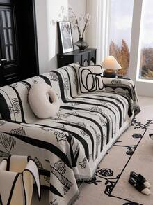 1入現代風格防滑沙發巾,全包式四季通用沙發套,沙發桌布和野餐墊 - 黑與白 - 查看 3