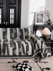 1入現代風格防滑沙發巾,全包式四季通用沙發套,沙發桌布和野餐墊 - 黑與白 - 查看 10