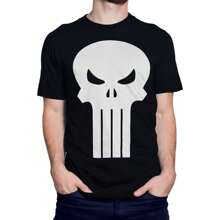 Marvel Punisher White Skull T-Shirt - Black - View 1