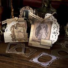 20張復古中空邊框日記寫作紙張裝卡，日記裝飾相框，不黏材質紙張適用於DIY日記寫作 - 彩色 - 查看 5