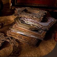 20張復古中空邊框日記寫作紙張裝卡，日記裝飾相框，不黏材質紙張適用於DIY日記寫作 - 彩色 - 查看 8