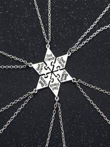 Conjunto De 6 Piezas De Collar Colgante De Letras 'mejores Amigos' Plateados De Moda Para Regalo De Damas