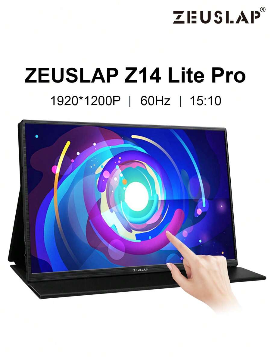 Màn hình di động màn hình cảm ứng Zeuslap 14" 1920*1200p 100% srgb 300cd/m2, Thích hợp cho Pc, Laptop, Ps4/5, Switch, Xbox, Console, Điện thoại di động ... V.v. (Phích cắm tiêu chuẩn Châu Âu) - Cắm EU - Xem 1