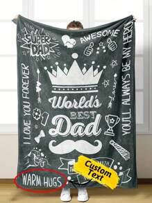 1pc Custom Text Dad Blanket From Daughter, 5 Sizes For You, Fathers Day Dad Gifts, Dad Happy Birthday Gift, Ideas Cool Funny Thanksgiving Gifts For Daddy Unique Throw Blanket Cozy,Warm,Soft,Comfortable Custom,Unique,Personalized Ideal Gifts For Him Her,Boyfriend,Girlfriend,Dad,Mom,Family,Friends For Anniversaries,For Valentine's Day,For Mother's Day,For Birthdays,For Children's Day,For Graduation,For Father's Day,For Weddings,For Housewarming Sofa,Bed,Car,Tea Room,Bedroom,Living Room - Multicolor - View 2