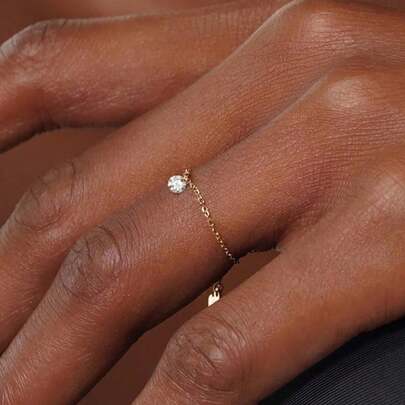 SereneSpark 1 pièce Bague réglable en chaîne en argent sterling 925 avec pierre précieuse, bijou élégant pour femmes