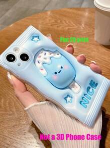 藍色有趣的1入組TPU扁平2D印刷糖果冰淇淋圖案手機殼，適用於 iPhone11 12 13 14 - 彩色 - 查看 3