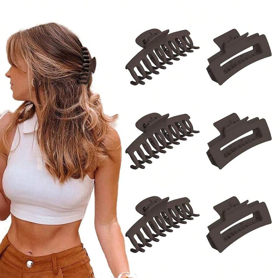 6入組女性夾髮器塑膠夾髮器香蕉夾髮器4.3英寸大夾髮器，適用於厚髮細髮長髮可愛髮夾頭飾女孩休閒 - 彩色 - 查看 1