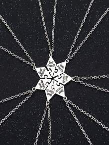 Conjunto De 6 Piezas De Collar Colgante De Letras 'mejores Amigos' Plateados De Moda Para Regalo De Damas