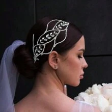 A Water Drop Rhinestone Bridal Decoration Hair Band Valentine's Day Accessories - Silver - View 7