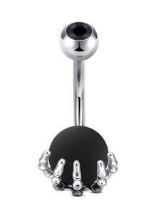 CIZME 1 件装万圣节黑色肚脐环 肚脐环 不锈钢肚脐环 防过敏肚脐环 肚脐环 男女通用 - 銀色&黑色 - 查看 12