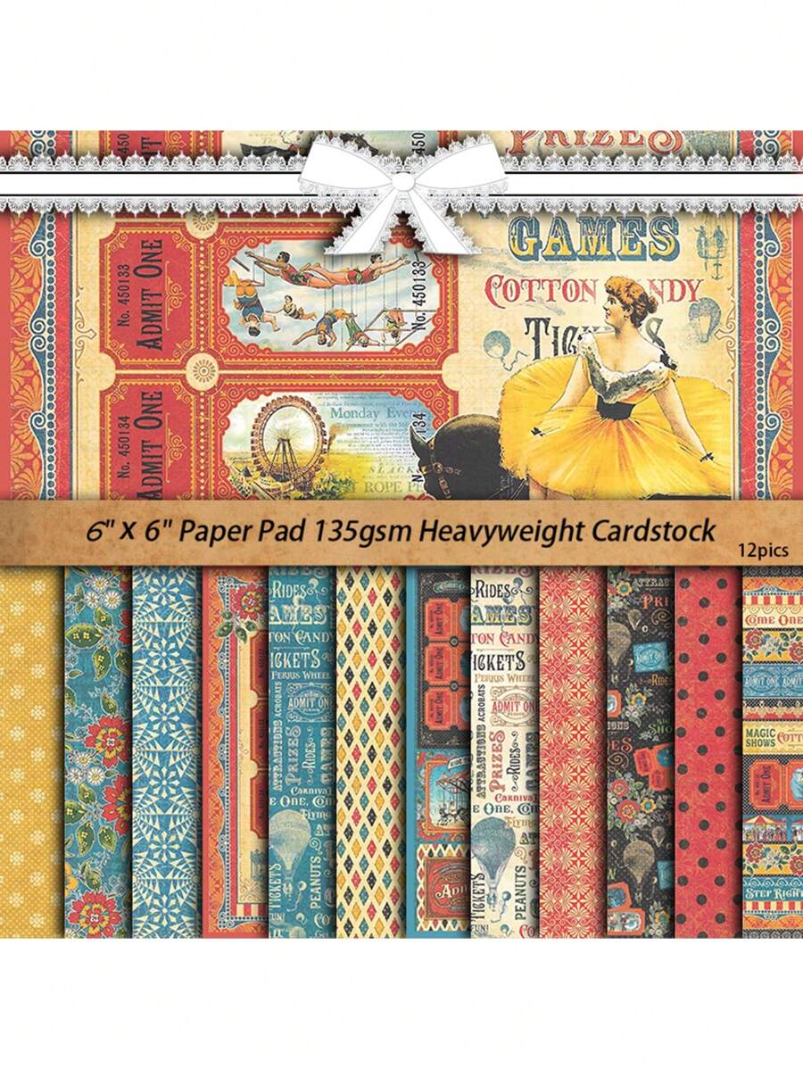12pcs Vintage Secret Code Material Paper For New Year, Valentine's Day, Easter, Retro Style European Flower Plant Background Pattern, Scrapbooking Crafting Art Supplies For Office, Student Learning, Party, Diy Gift Box, Exploding Box,School Supplies,Back To School - Multicolor - View 1