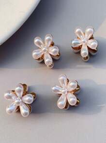 4入組復古珍珠花髮夾,甜美迷你髮夾 - 彩色 - 查看 9