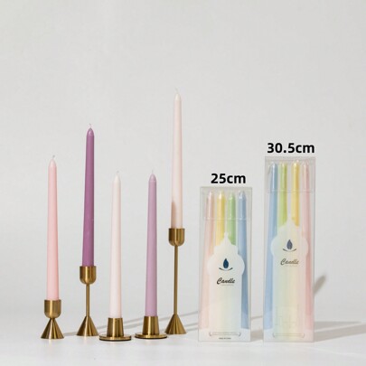 رمضان زينة رمضان 4 قطع / عبوة شمع طعام طويل بألوان متدرجة 25 سم ، بدون حامل ، ديكور الغرفة ، هدايا
