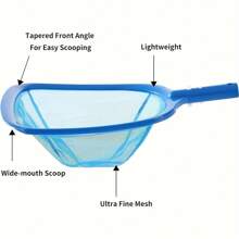 1 Set Pool Skimmer Net With 3 Section Telescopic Pole, Leaf Skimmer Mesh Rake Net For Spa Pond Swimming Pool, Pool Cleaner Supplies And Accessories - Blue - View 3