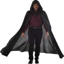 1 件男女通用黑色连帽斗篷/披风，尺码 90 厘米/S、120 厘米/M、140 厘米/L、150 厘米/XL，万圣节服装角色扮演连帽海盗斗篷，万圣节服装