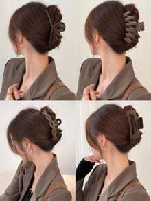 Garras para cabello informales para uso diario en peinados casuales para niñas - Marrón - Ver 1