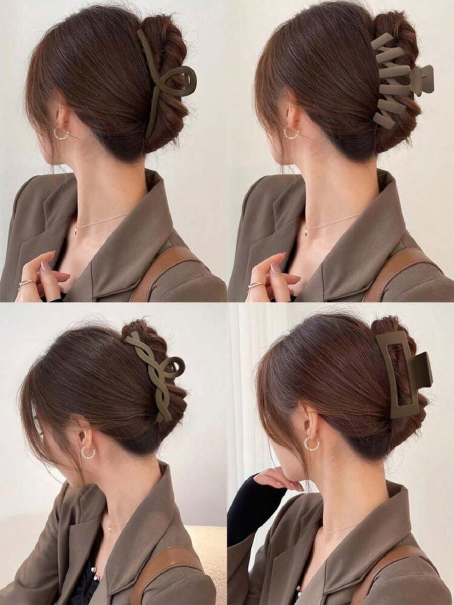 Garras para cabello informales para uso diario en peinados casuales para niñas - Marrón - Ver 1