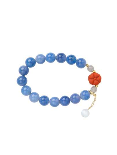  [VE] 1pc Natural Agate Lotus Beaded Bracelet, Elegant Lotus Design Symbolizes Purity, Suitable For Everyday Wear, Perfect Gift For Mom, Sister, Best Friend, Natural Bead Color Varies