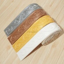 1 Rollo, 2.2m, Adhesivo 3D Plástico Estereoscópico Grabado, Material XPE, Cintura Tallada, Minimalista Europeo, Floral, Antichoque, Impermeable, Decoración del Hogar, Renovación, Lechada de Azulejos, Marcos de Puertas y Ventanas, Bordes de Fondo de TV, Zócalos, Pegatinas, Vinilos Decorativos para el Hogar, Artículos de Decoración Primaveral para Refrescar su Hogar, Pegatinas de Decoración Rama
