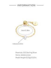 SereneSpark 1件925纯银可调节宝石链戒指，优雅女士饰品 - 60106700616C - 查看 9