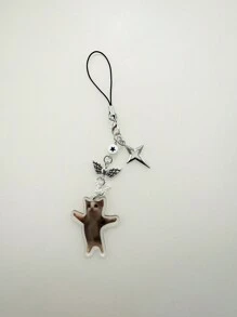 1pc Couples & Friend Phone Lanyard Food Cat Pattern Matching Phone Strap, Y2k Beaded Phone Charm - Multicolor - View 9