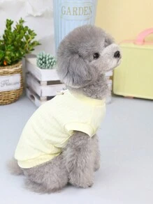 DADAGOU 寵物背心春/夏新款刺繡狗衣服貓咪冰絲t恤休閒背心適用於公母寵物 - 粉色 - 查看 2