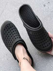 Men's Waterproof Slip-Resistant Closed Toe Holes Shoes, 2-In-1 Sandals