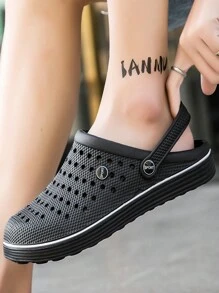 Men's Waterproof Slip-Resistant Closed Toe Holes Shoes, 2-In-1 Sandals