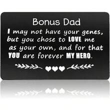 1pc Bonus Dad Metal Engraved Wallet Card Expressing Love Gift For Birthday Father Step-Dad - Black and White - View 5