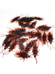 20入組逼真的蟑螂玩具，用於四月愚人節開玩笑，製造嚇人仿真蟑螂，整蠱昆蟲愛好者或朋友，新奇有趣玩具 - 棕色 - 查看 1