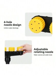 1 件装 3 头多孔淋浴喷头，花园/植物浇水洒水喷头 - 黑黃色 - 查看 5