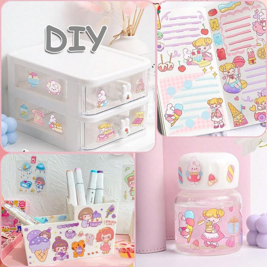 iimcko 100pcs Cute DIY Diary Stickers For Kids, Decorative Stickers - Non-Repetitive Designs For Kids - Random - View 1