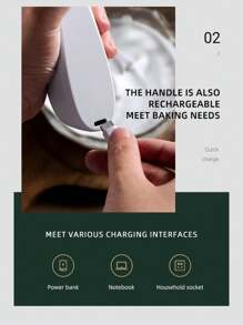 Electric Egg Beater Handheld Mixer, Rechargeable For Convenient Use - White - View 9