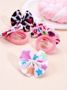 10入組心形星形圖案寵物頭飾,含橡皮筋狗狗蝴蝶結,可愛小狗約克夏犬毛髮美容造型打結,寵物頭髮配件,寵物用品 - 彩色 - 查看 4