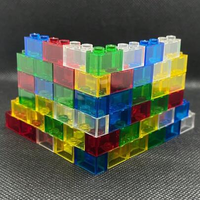 40pcs/Bag Small Particles Bricks Transparent Clear Brick 1x2 Building Block Classic Bulk Parts Accessories Toys For Children Room Decoration ,Stacking Toys ,Building Block Sets ,Number Blocks