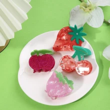 1 Bộ kẹp tóc theo chủ đề trái cây mùa hè tối giản có hình dâu, anh đào, chuối, bơ và dứa, thích hợp cho hàng ngày, tiệc tùng, lễ hội, kỳ nghỉ, quà tặng dễ thương - Nhiều màu - Xem 4