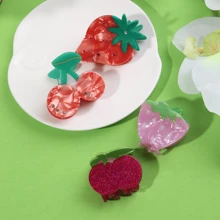 1 Bộ kẹp tóc theo chủ đề trái cây mùa hè tối giản có hình dâu, anh đào, chuối, bơ và dứa, thích hợp cho hàng ngày, tiệc tùng, lễ hội, kỳ nghỉ, quà tặng dễ thương - Nhiều màu - Xem 3